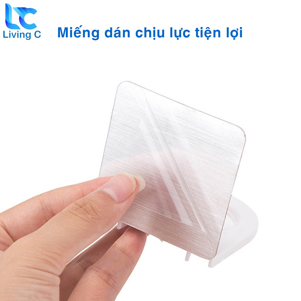 Giá móc treo chai nước rửa tay , dầu gội đầu sữa tắm dán tường Living C siêu dính chịu lực 3kg _TC