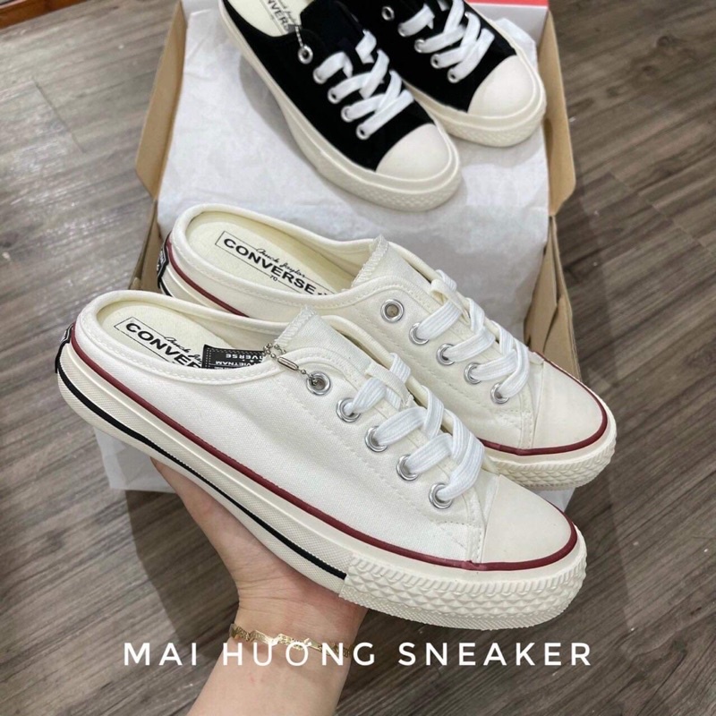 Giày thể thao nam nữ sneker - Sục convesre đen trắng , đạp gót hàng 11 full box full bill