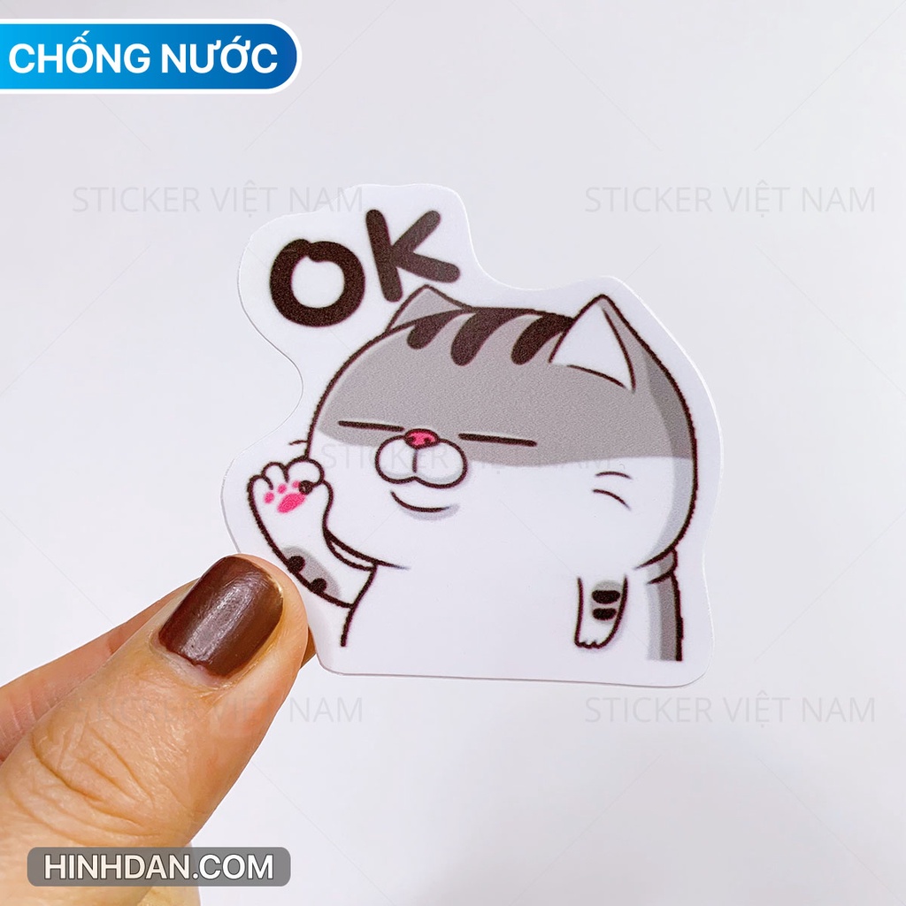 Mèo Ngộ Nghĩnh Chất Liệu PVC Cao Cấp Chống Thấm Nước Dán Trang Trí | Sticker Việt Nam