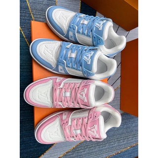 GIÀY LV TRAINERS SNEAKER PINK BLUE LAI AU [ FULL BOX + FREE SHIP ]