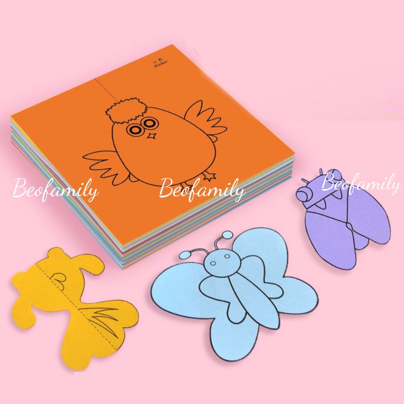 Bộ Cắt Giấy Thủ Công, Kèm 1 Kéo An toàn cho bé, thỏa sức sáng tạo- beomarket