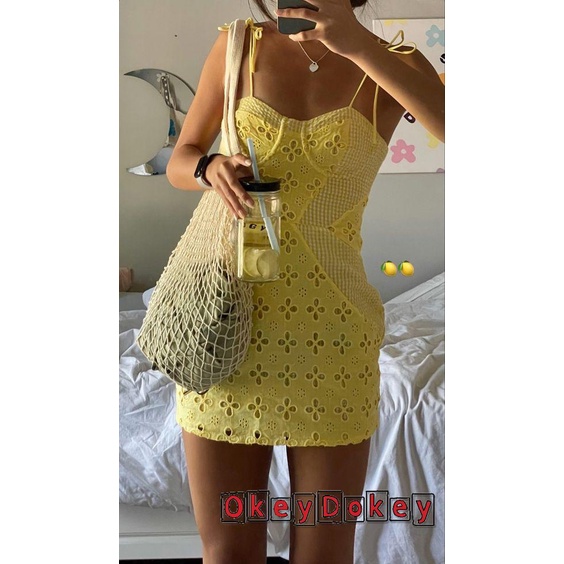 Đầm Ôm Không Tay Họa Tiết Hoa Vàng y2k-OKDK