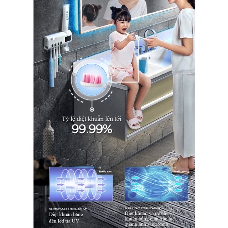 Giá Treo Bàn Chải ⚡𝑭𝑹𝑬𝑬 𝑺𝑯𝑰𝑷⚡Kem Đánh Răng Khử Khuẩn Tia UV Công Nghệ Cao Châu Âu