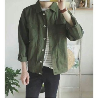 ÁO KHOÁC KAKI MÀU XANH RÊU FOME RỘNG NAM + NỮ MẶC RẤT ĐẸP. SV-0
