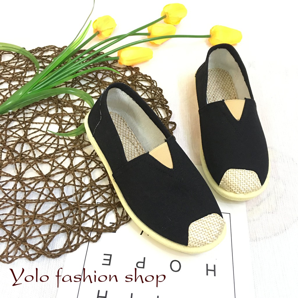 [Hình thật] GL1 Giày lười slip on nữ bọc cói vintage thời trang | BigBuy360 - bigbuy360.vn