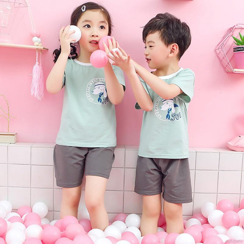 Set Áo Thun Tay Ngắn &amp; Quần Short Cho Bé Trai &amp; Gái Từ 2-10 Tuổi