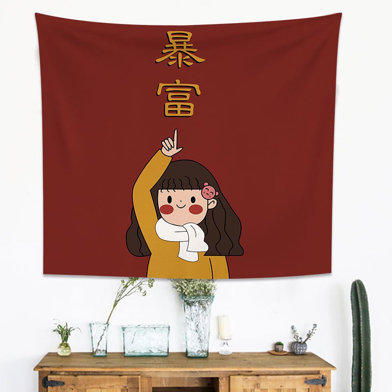 Thảm treo tường hình cô bé hoạt hình đáng yêu
