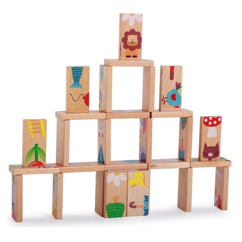 Đồ chơi domino bằng gỗ ghép nối logic 28 thanh cho bé từ 3 4 5 tuổi giúp bé phát triển tư duy