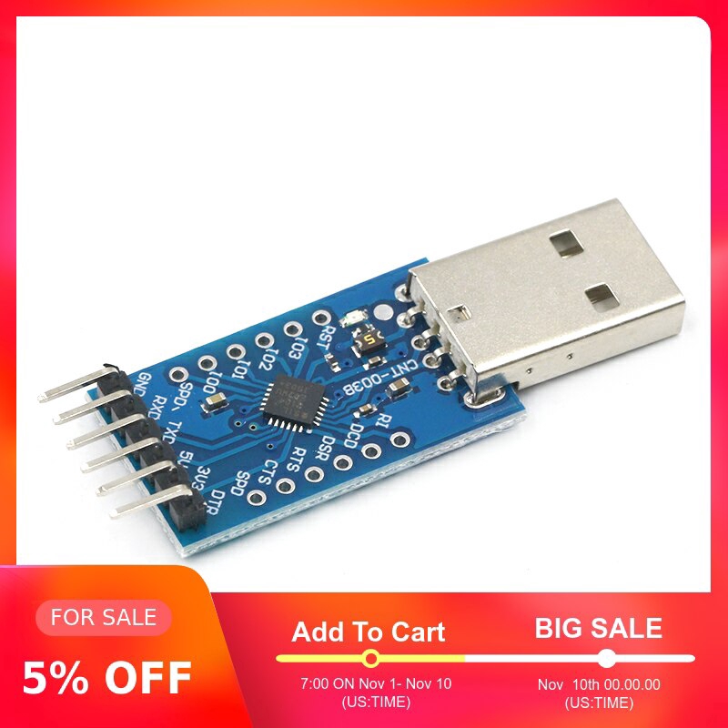 Mô Đun Chuyển Đổi Usb 2.0 Sang Ttl Uart 6pin Cp2104 Stc Prgmr Cp2102 Kèm Dây Cáp