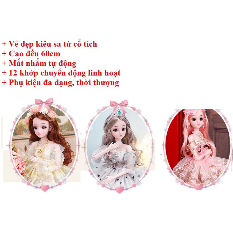 Đồ chơi búp bê bé gái Barbie chớp mắt [Cao 60cm ]-Tặng kèm phụ kiện đa dạng