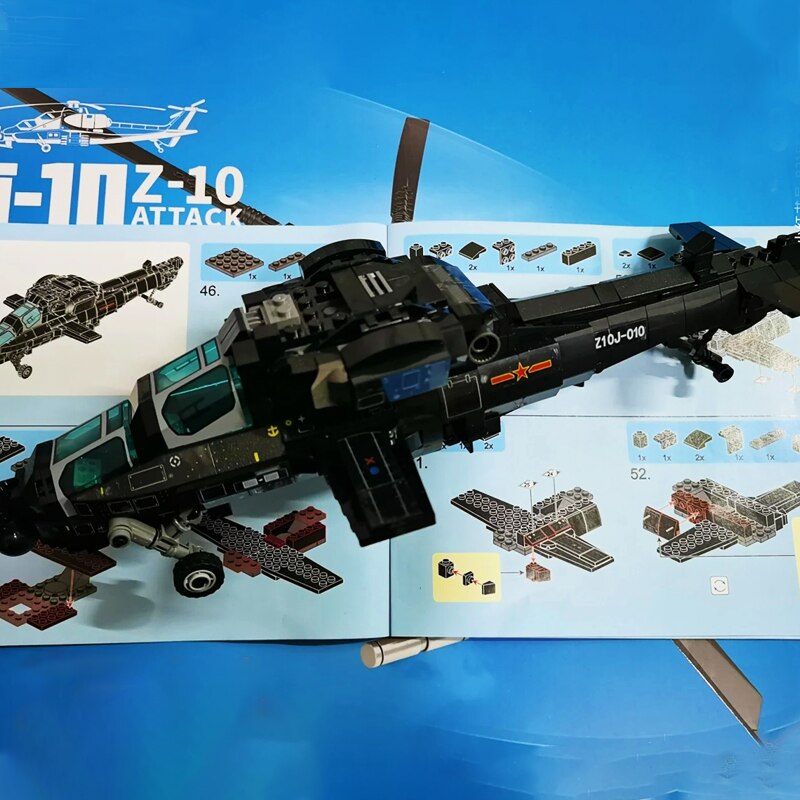 Đồ chơi Lắp ráp Mô hình SEMBO 202119 Military Gunship Armed Helicopter 3D Modle Bricks Fighter Tt 704PCS máy bay