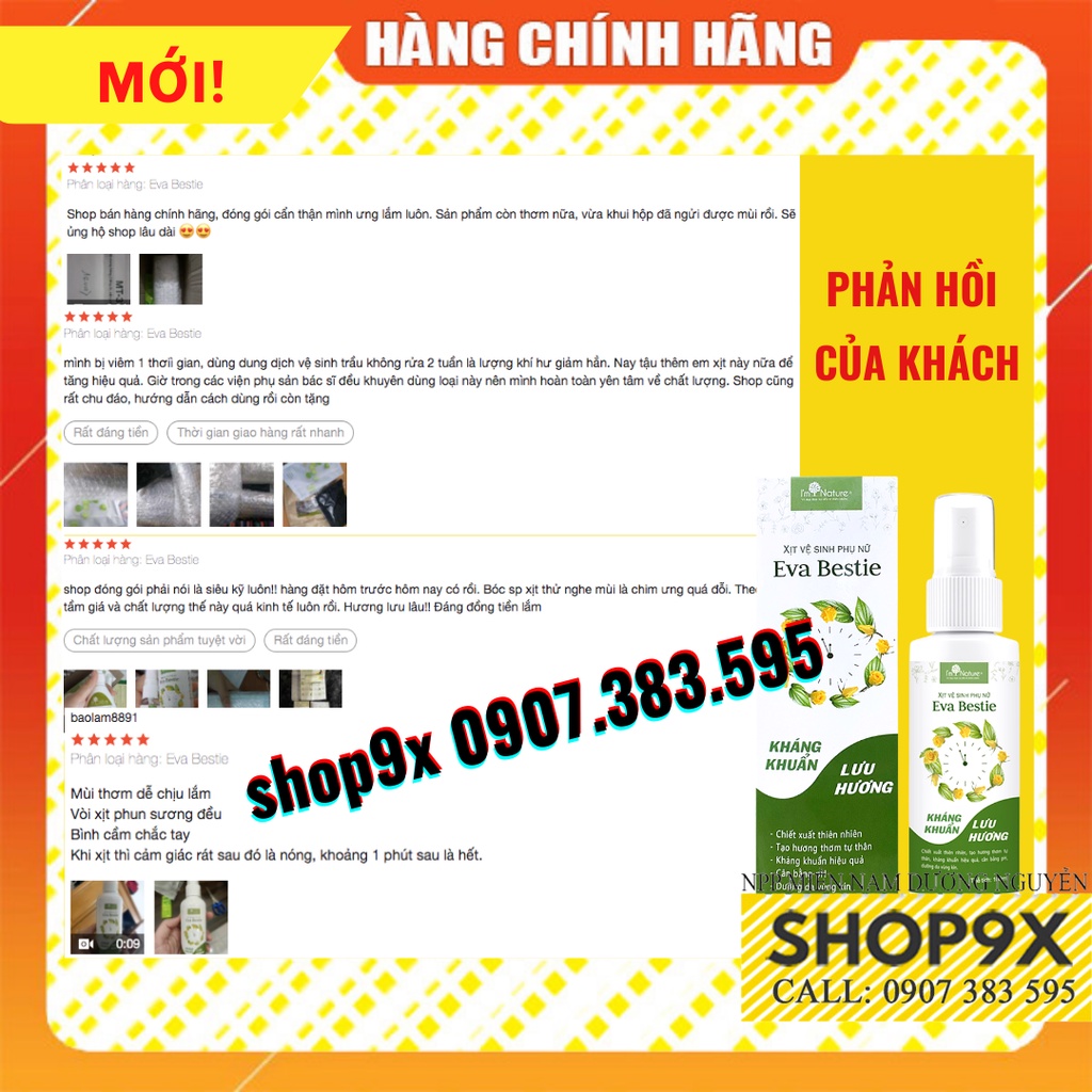 Xịt Khử Mùi Vùng Kín Eva Bestie - Kháng Khuẩn Lưu Hương Quyến Rũ I'm Nature 100ml // Shop9X
