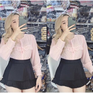 áo sơ mi phối ren hoa tuyết