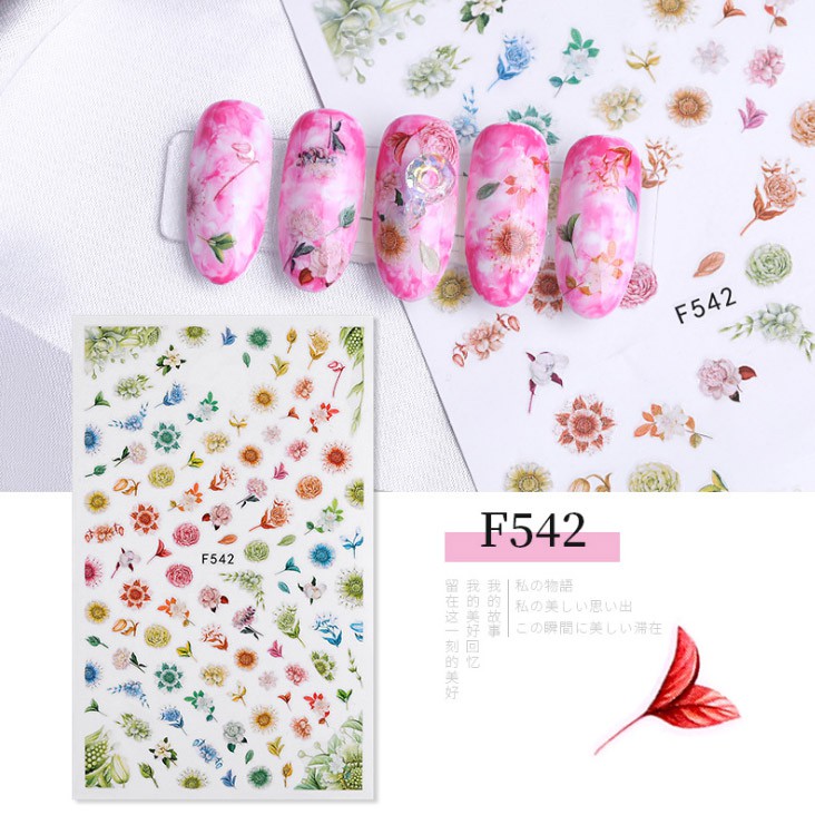 Sticker Hoa Cỏ Mùa Xuân Dán Móng Tay F613