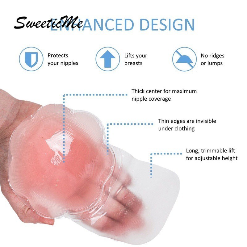 Cặp Miếng Dán Ngực Silicon Vô Hình Tái Sử Dụng Tiện Lợi Cho Nữ