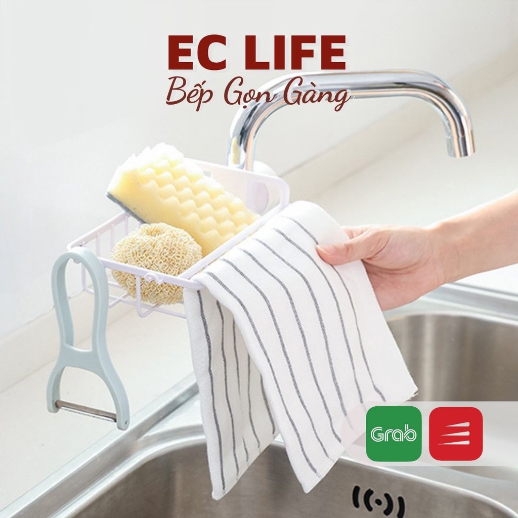 Giá treo bồn rửa chén bát, khay đựng đồ rửa chén treo khăn gắn vòi nước tiện dụng EC Life 0807