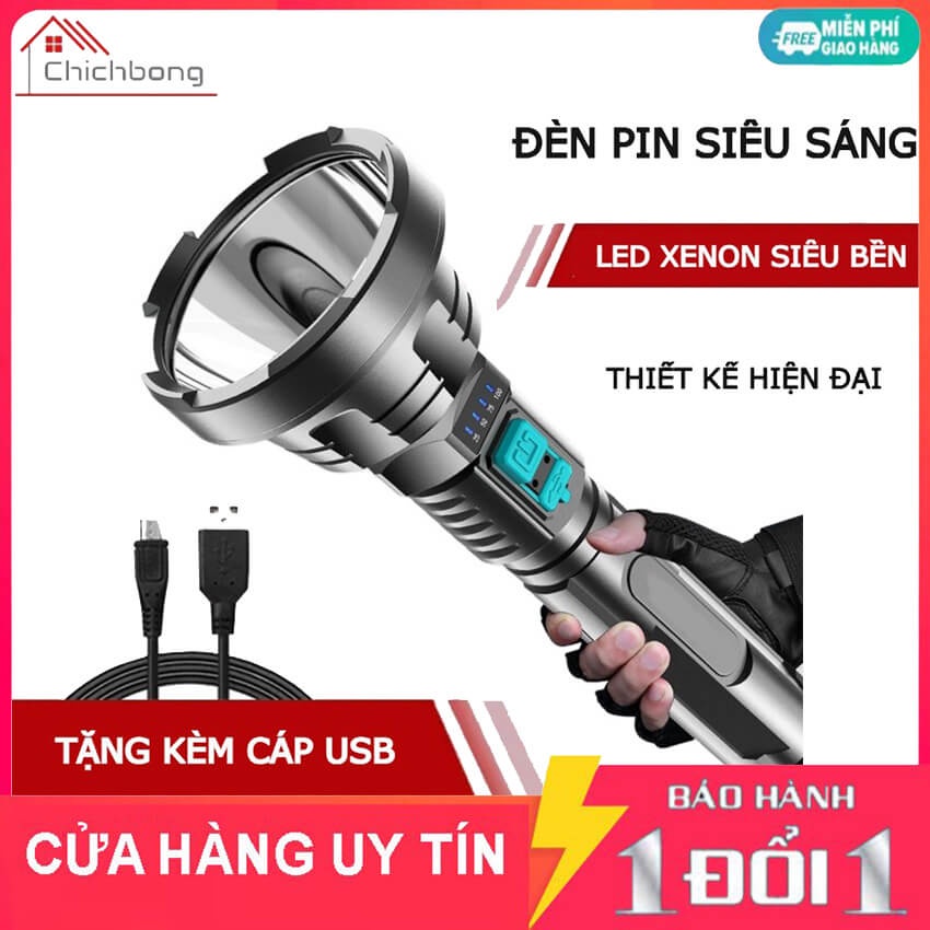 Đèn pin cầm tay siêu sáng cáp sạc micro USB chiếu xa 500m