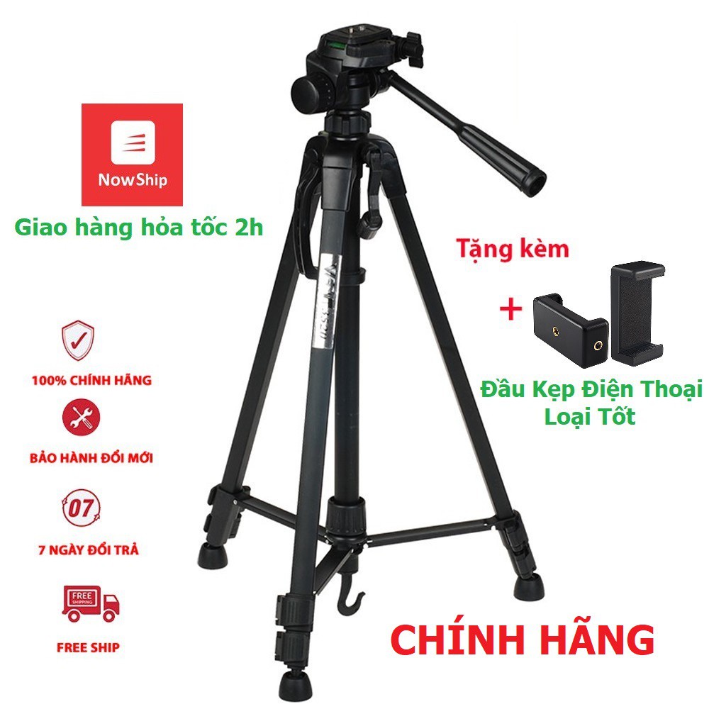 Chân Máy Ảnh Tripod Weifeng WT 3520 Hợp Kim Cao Cấp Tặng Đầu Kẹp Điện Thoại Xịn