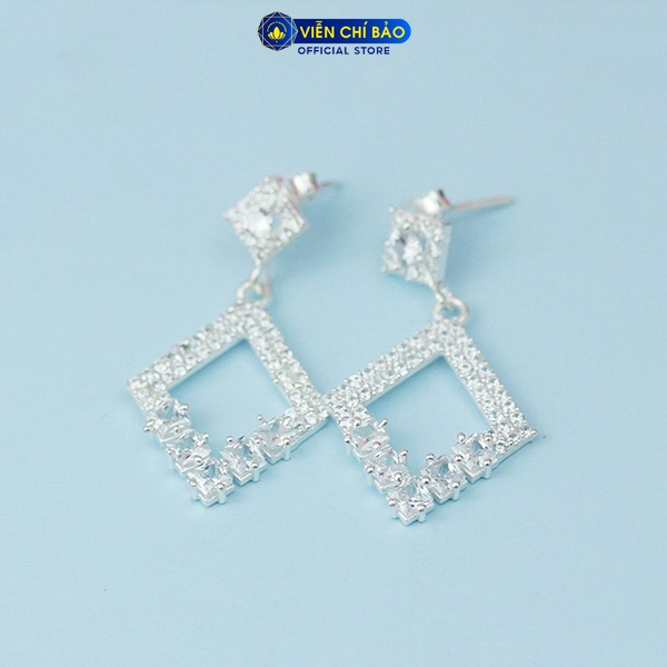 Bông tai bạc nữ hình thoi lấp lánh chất liệu bạc 925 thời trang phụ kiện trang sức nữ Viễn Chí Bảo B400463