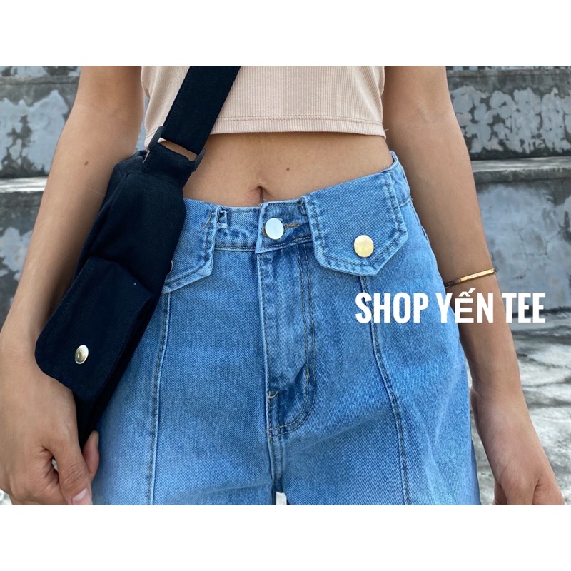 Quần jean ống rộng túi lệch ( ảnh thật )