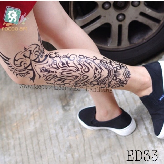 Xăm dán full tay hoa văn ED33