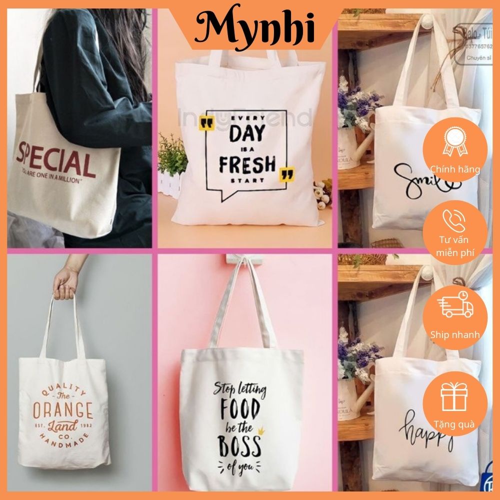 Túi tote đeo chéo đeo vai vải canvas giá rẻ đi học đi chơi SHOPMYNHI SMN 249