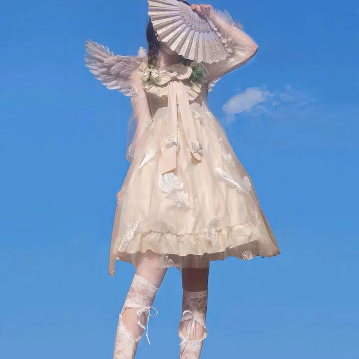 Đầm Tay Dài Kiểu Lolita Mềm Mại Cho Bé Gái