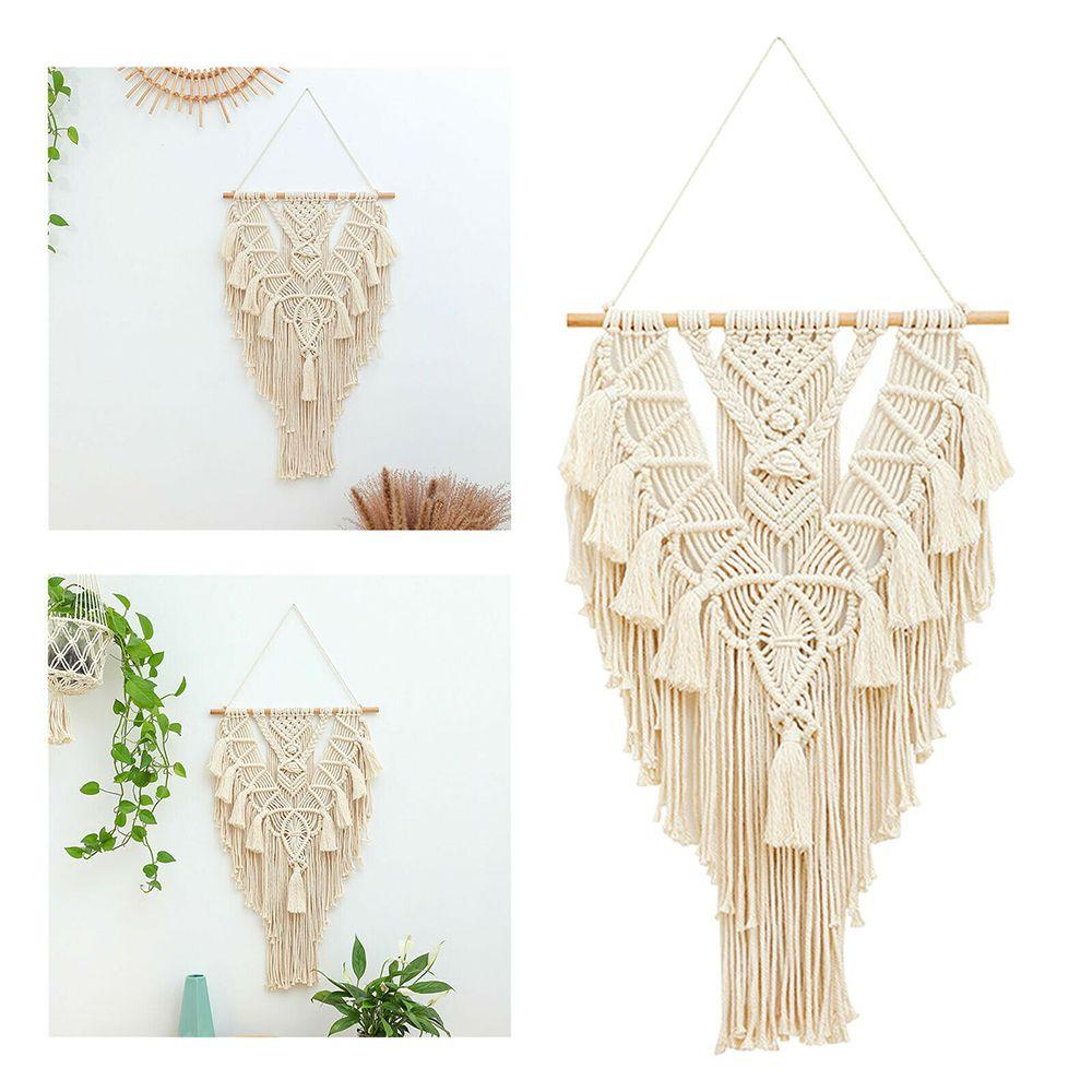 KUNHEV ❈Hoa Mẫu Đơn❈ Thảm Dệt Tay Phối Tua Rua Treo Tường Trang Trí Phong Cách Boho Độc Đáo