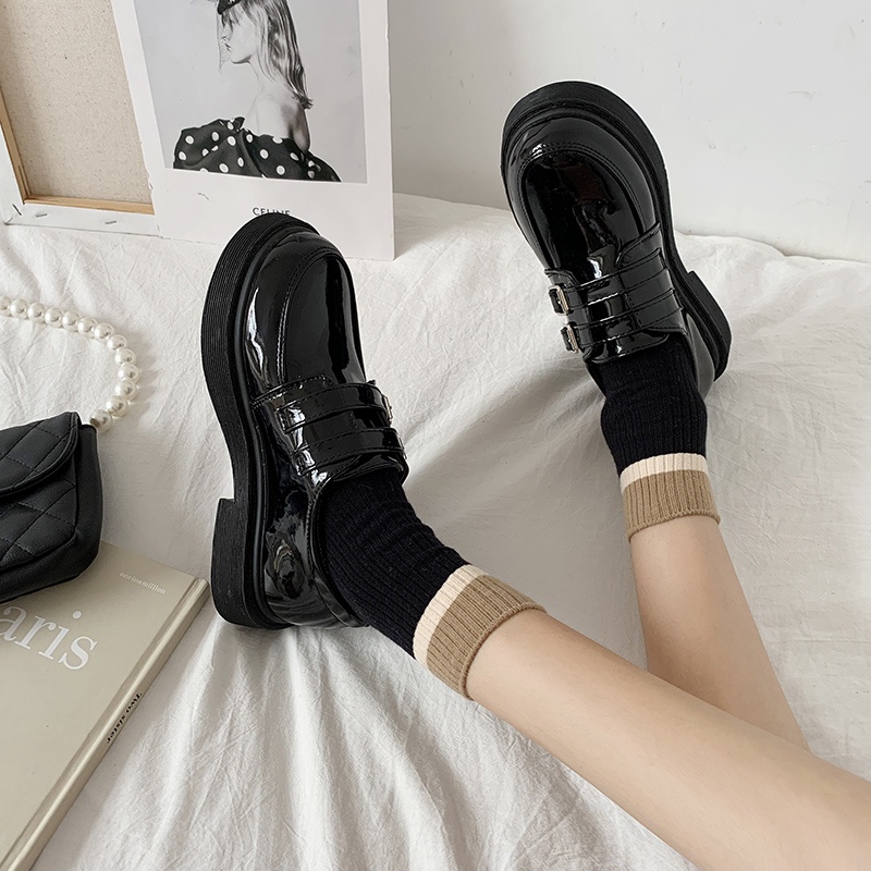 ❤Giày Lười Da Mũi Tròn Đế Dày Thoải Mái Phong Cách Hàn Quốc Cho Nữ