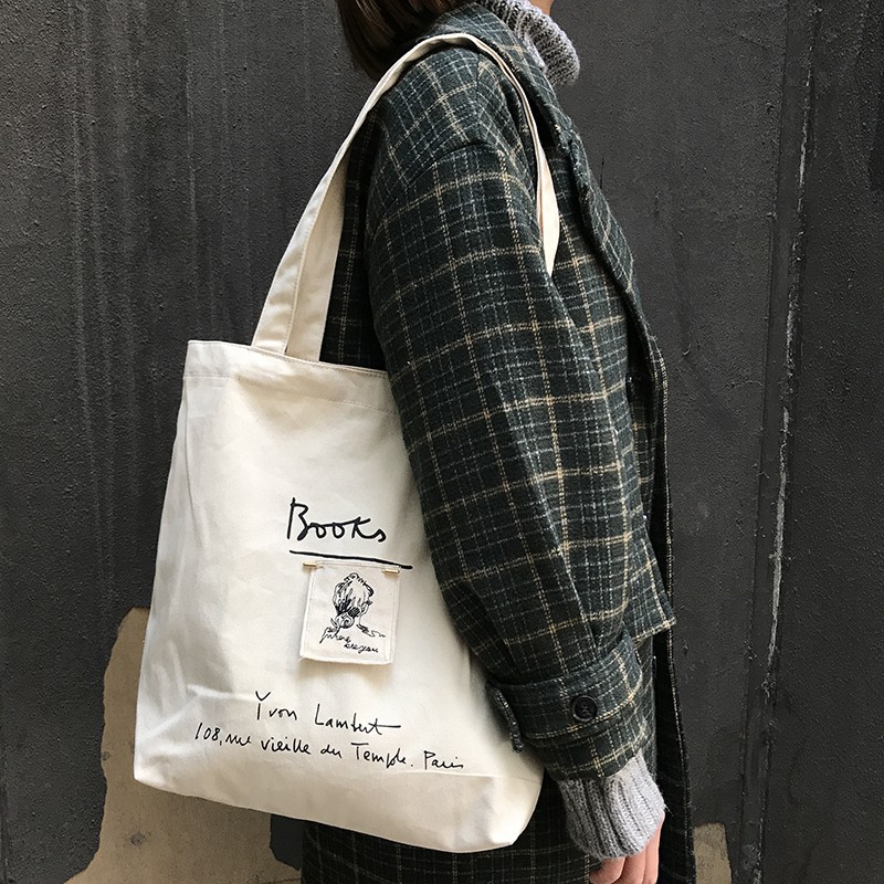 Túi vải tote ulzzang vải canvas phong cách vintage hottrend 2022