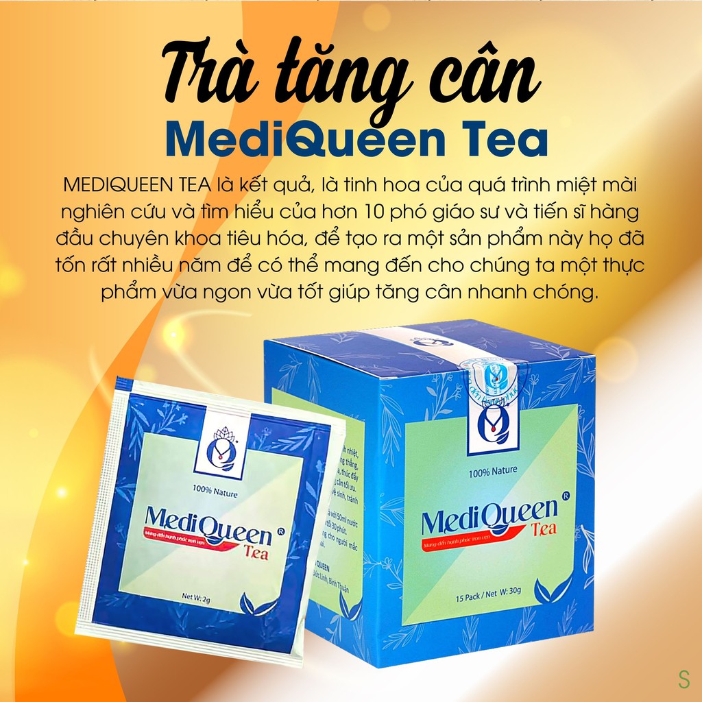 Trà tăng cân MediQueen hộp 15 gói - giúp ăn ngon ngủ ngon - cải thiện cân nặng và bồi bỗ cơ thể