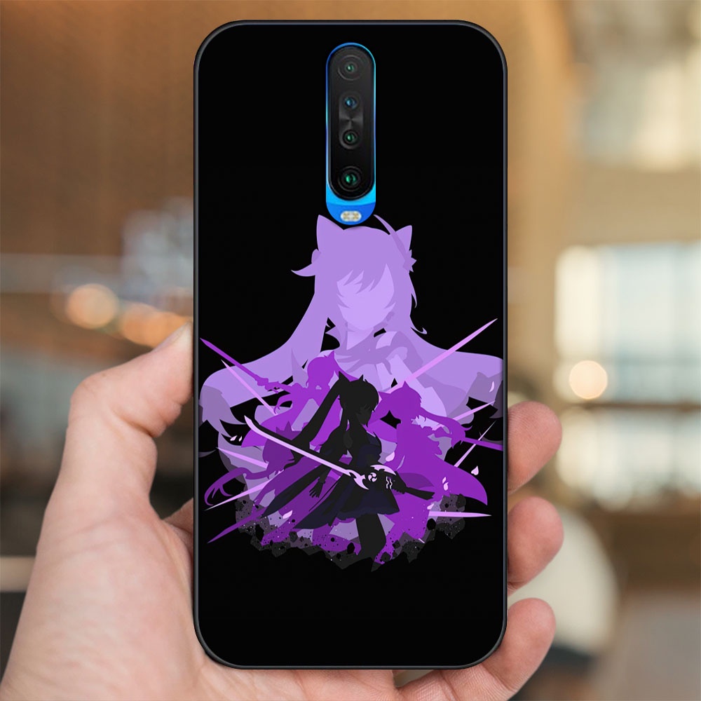 Ốp lưng Xiaomi K30 viền đen in hình Keqing Genshin Impact