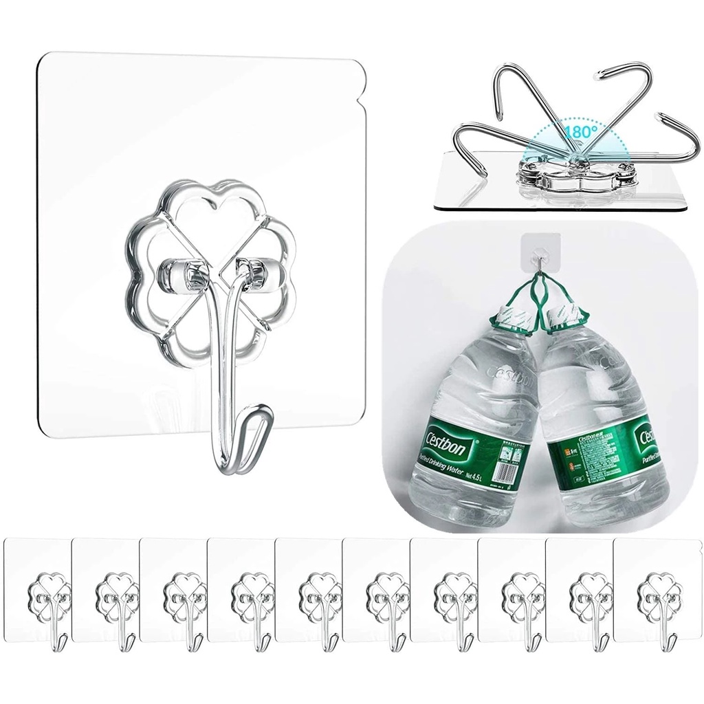 Set 10 Móc Treo Đồ Dán Tường Chống Trượt Chịu Được Sức Nặng