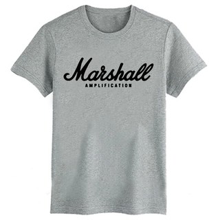 Mens T Shirt MARSHALL Amplication AMP Rock Band Metal Logo Men Black T shirt Grey
