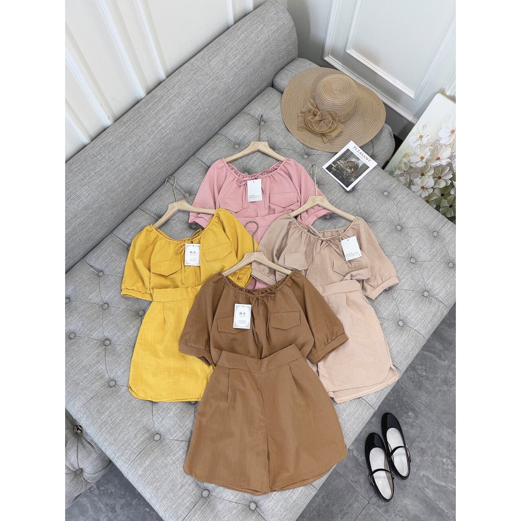 Sét Đồ Nữ,Bộ Đùi  Viền Lượn Áo Viền Cổ Nơ Cá Tính | BigBuy360 - bigbuy360.vn