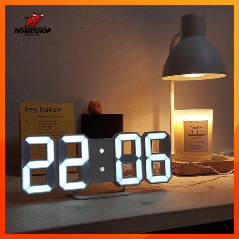 Đồng hồ treo tường thông minh LED 3D trang trí bàn làm việc,phòng khách phong cách hàn quốc