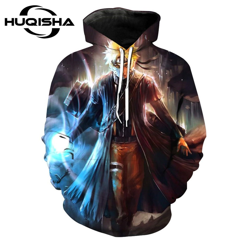 Áo hoodie HUQISHA in hình Naruto Uzumaki Kakashi cho cả nam và nữ