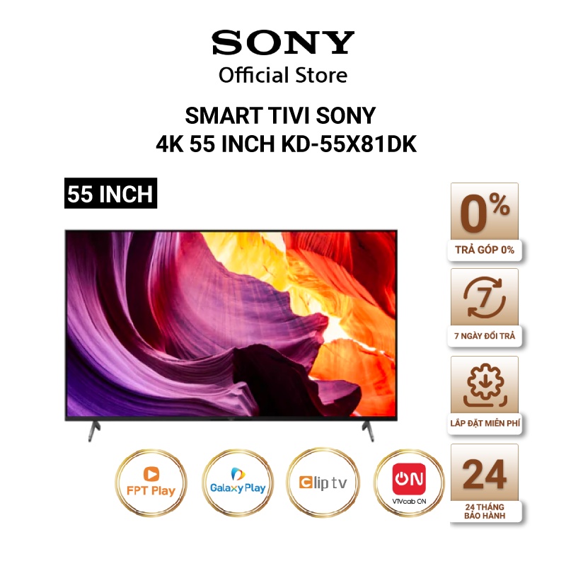 
                        Google Tivi Sony 4K Ultra HD 55 inch KD-55X81DK - Miễn Phí Lắp Đặt
                    