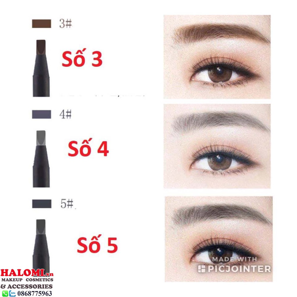 Chì xé kẻ mày Haozhuang phẩy sợi cứng Eyebrow Pencil sắc nét chuyên dùng cho Makeup trang điểm