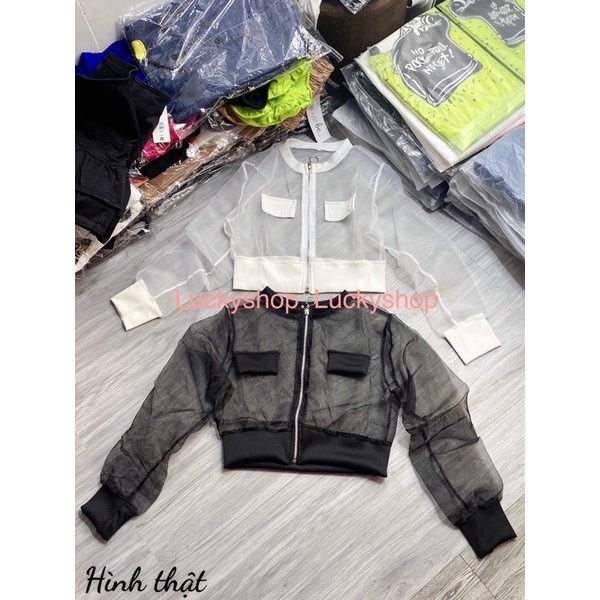 Áo khoác nữ voan kiếng xuyên thấu siêu xinh, hàng như hình