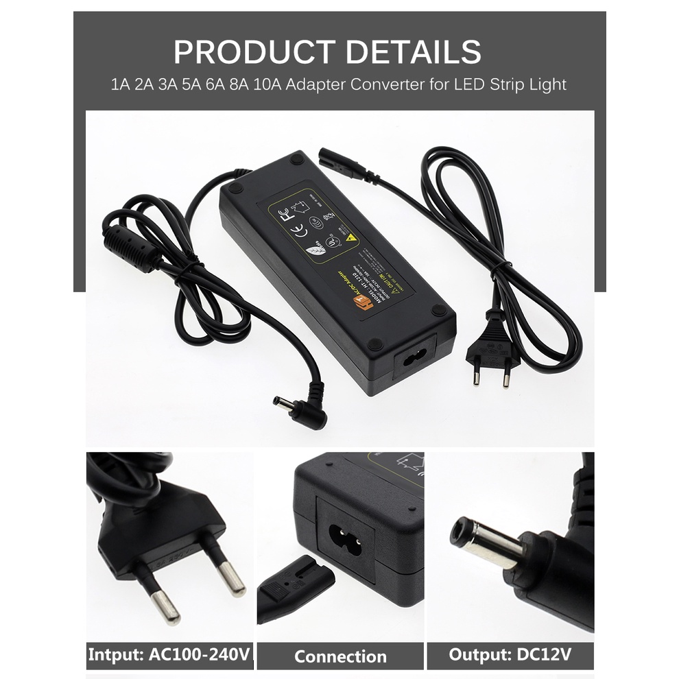 Thiết Bị Biến Áp DC12V 24V AC100V-240V 1A 2A 3A 5A 6A 8A 10A Cho Đèn LED Dây