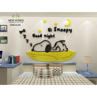 [Mã XUONGMICA giảm 50k đơn 150k] tranh dán tường mica3D-SNOOPY trang trí phòng cho bé,trang trí mầm non,khu vui chơi