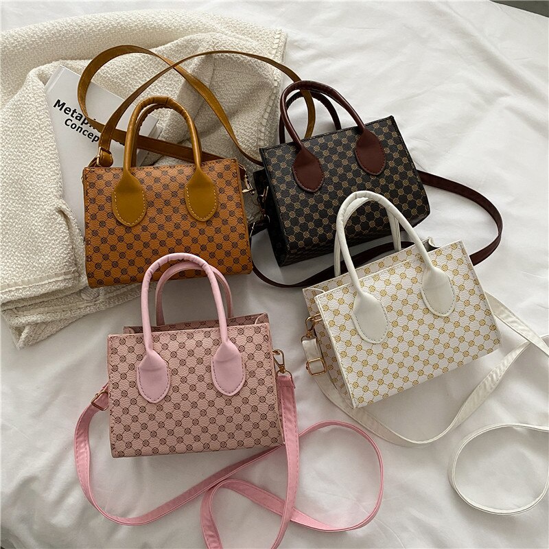 Túi tote đeo vai JASMIN NOIR dáng vuông nhỏ in hoa thời trang đơn giản cho nữ