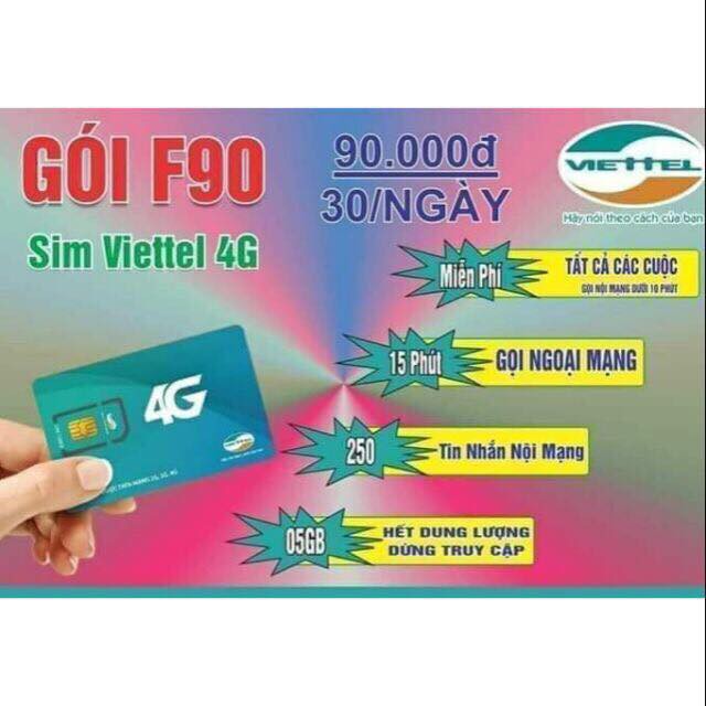 SIM MIỄN PHÍ 1 NĂM VIETTEL 12F90 KM 5GB/THÁNG GỌI VA SMS NỘI MẠNG MIỄN PHÍ+15P LIÊN MẠNG/THÁNG