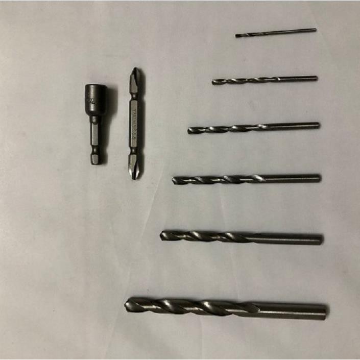 Combo bộ 6 Mũi Khoan Và Đầu Tô Vít Và Tuýp 8 Vặn Ốc Mái Tôn Tổng 8 món