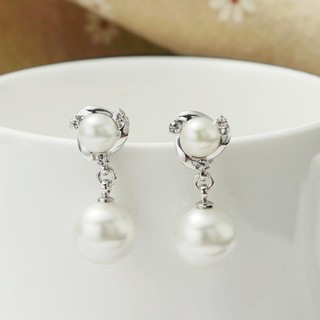 Bông Tai Thời trang Nữ Mạ Bạc Đính Hạt Lấp Lánh Sang Trọng Phong Cách Hàn Quốc Mẫu mới nhất 2019 HKE-EY237