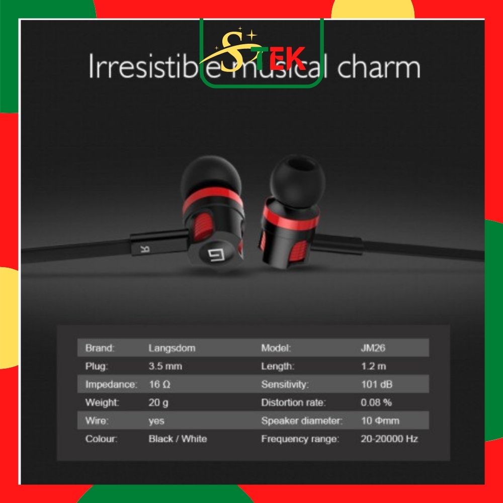 Tai nghe nhét tai Bluetooth có dây siêu chất Langsdom JM26