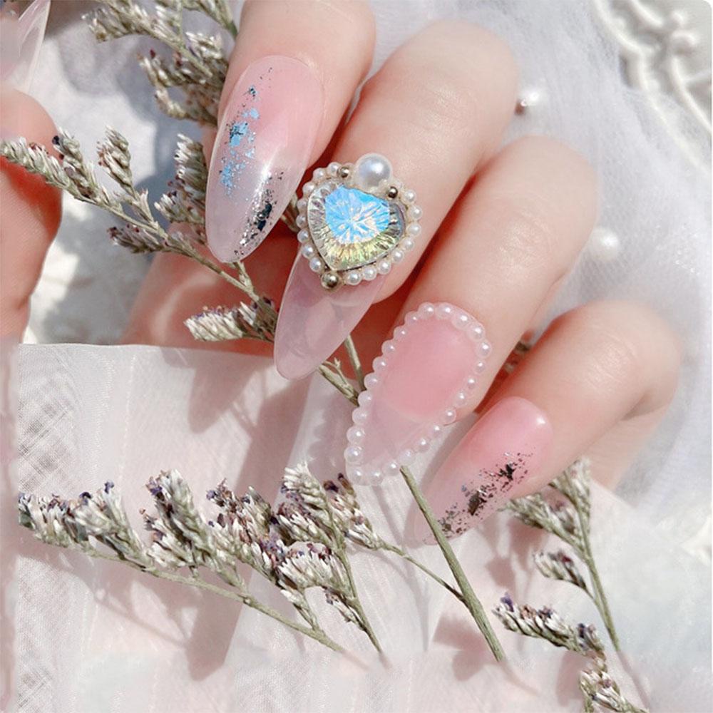 OCEANMAP Phụ Kiện Đính Trang Trí Móng Tay Hình Trái Tim Dập Nổi Thời Trang