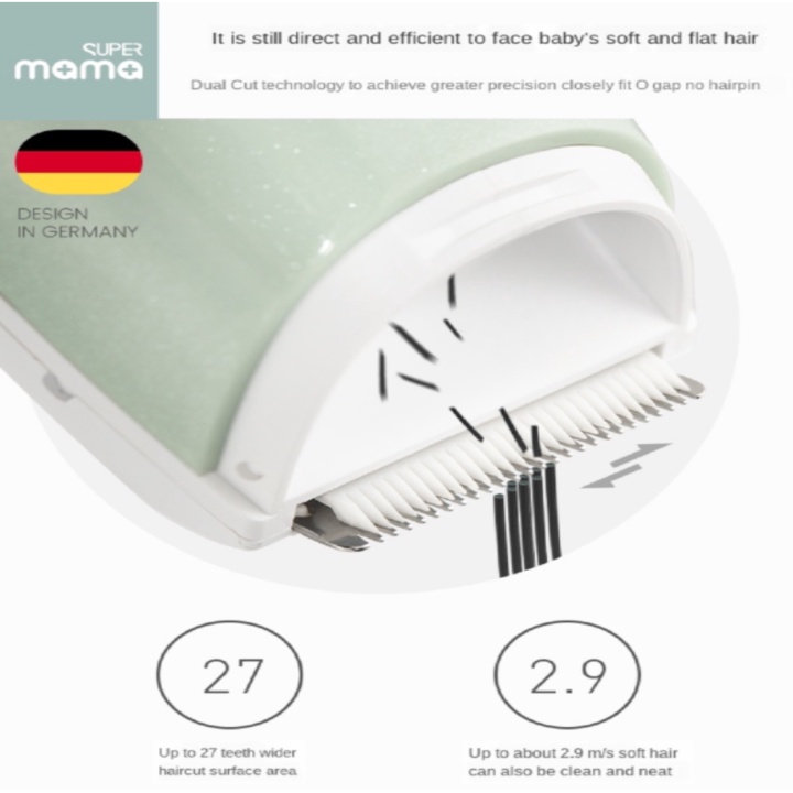 Tông đơ cắt tóc cho bé nhãn hiệu Super Mama SM-3689  chống thấm nước công nghệ Ipx7 - BẢO HÀNH 12 THÁNG