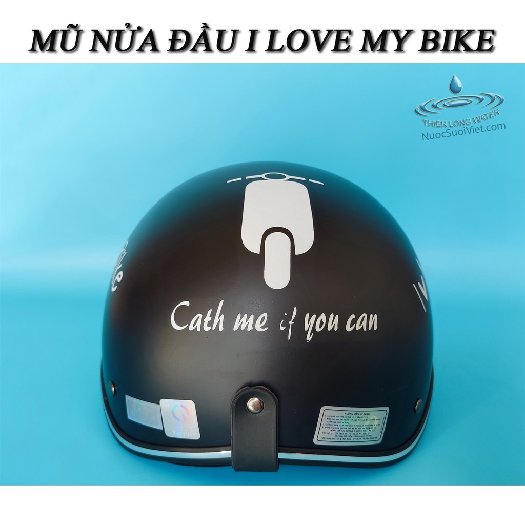 Nón Bảo Hiểm Nửa Đầu Thái Tem I Love My Bike Dễ Thương - Mũ Bảo Hiểm Thời Trang